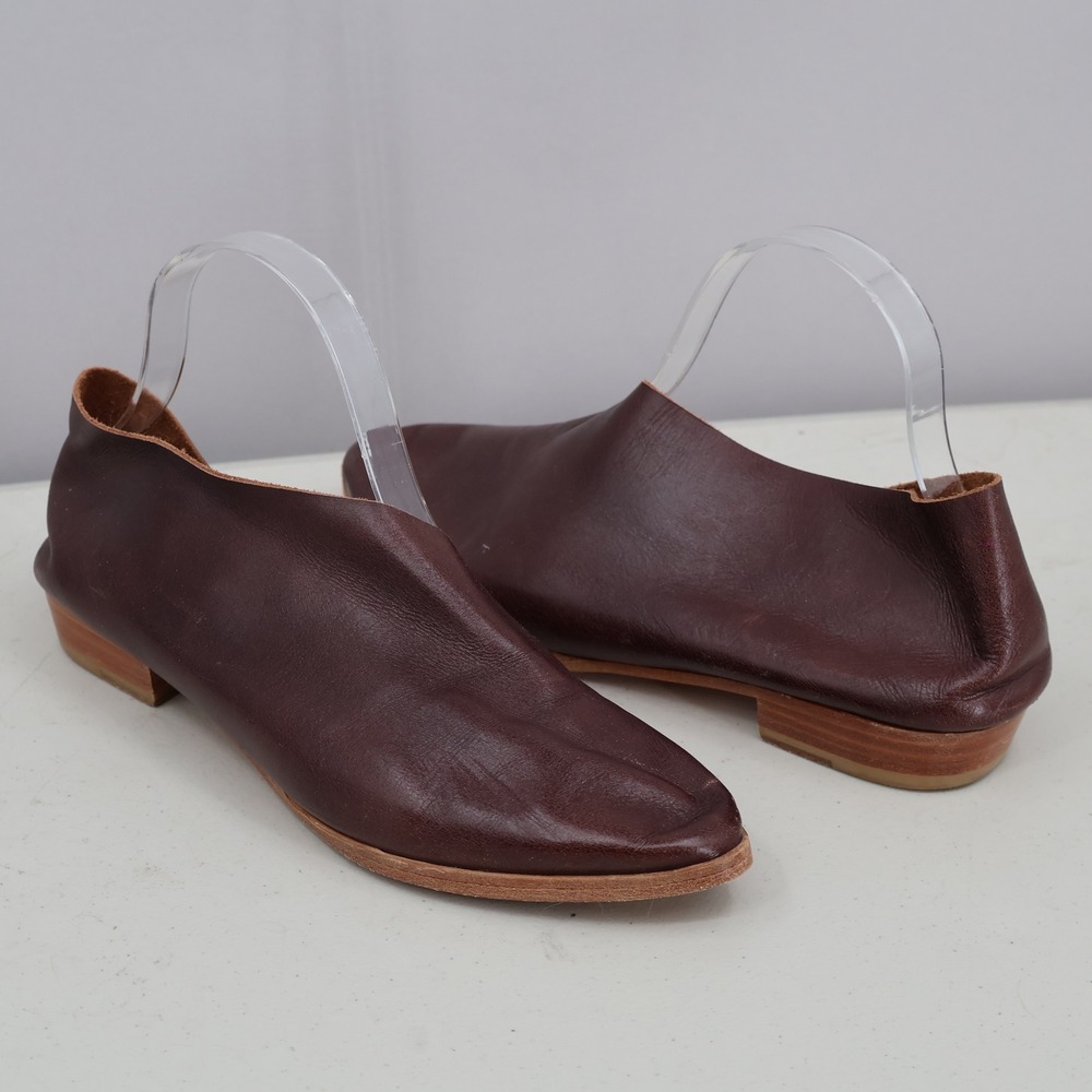 Sevilla Smith D'Orsay Flat Leather Sandal Hand Lasted Women 41/10 Brown Artisan